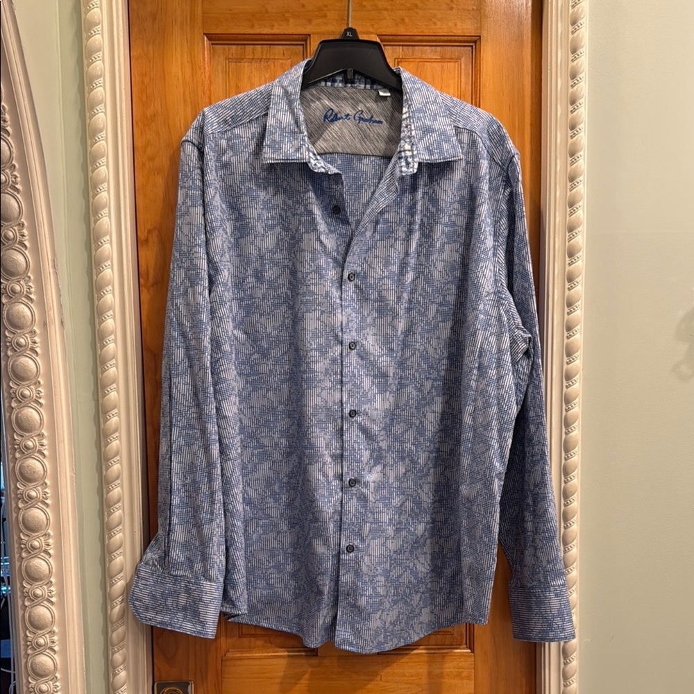Robert Graham Patterned Blue Casual Shirt